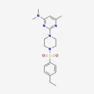 molecular formula C19H27N5O2S B2559645 2-(4-((4-ethylphenyl)sulfonyl)piperazin-1-yl)-N,N,6-trimethylpyrimidin-4-amine CAS No. 946364-89-2
