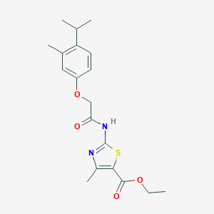 molecular formula C19H24N2O4S B255965 Ethyl 2-{[(4-isopropyl-3-methylphenoxy)acetyl]amino}-4-methyl-1,3-thiazole-5-carboxylate 