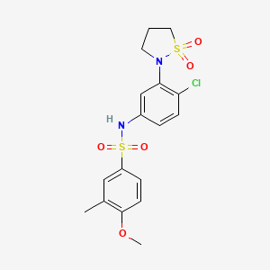 molecular formula C17H19ClN2O5S2 B2559654 N-(4-chloro-3-(1,1-dioxidoisothiazolidin-2-yl)phenyl)-4-methoxy-3-methylbenzenesulfonamide CAS No. 951485-15-7