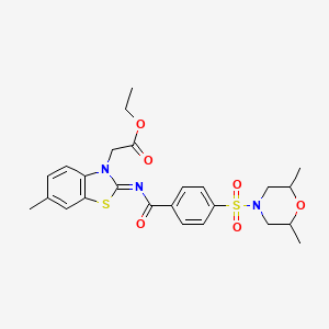 (Z)-ethyl 2-(2-((4-((2,6-dimethylmorpholino)sulfonyl)benzoyl)imino)-6-methylbenzo[d]thiazol-3(2H)-yl)acetate