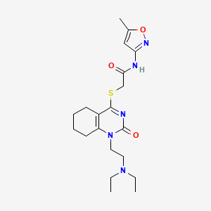 molecular formula C20H29N5O3S B2559659 2-((1-(2-(diethylamino)ethyl)-2-oxo-1,2,5,6,7,8-hexahydroquinazolin-4-yl)thio)-N-(5-methylisoxazol-3-yl)acetamide CAS No. 899949-79-2