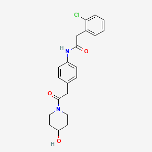 molecular formula C21H23ClN2O3 B2559660 2-(2-chlorophenyl)-N-(4-(2-(4-hydroxypiperidin-1-yl)-2-oxoethyl)phenyl)acetamide CAS No. 1234917-87-3