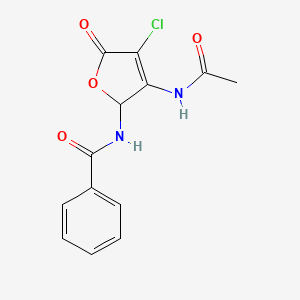 molecular formula C13H11ClN2O4 B2559661 N-[3-(acetylamino)-4-chloro-5-oxo-2,5-dihydro-2-furanyl]benzenecarboxamide CAS No. 130913-24-5