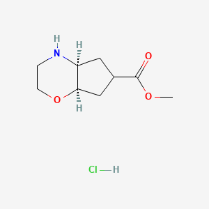 molecular formula C9H16ClNO3 B2559663 Methyl (4aS,7aR)-2,3,4,4a,5,6,7,7a-octahydrocyclopenta[b][1,4]oxazine-6-carboxylate;hydrochloride CAS No. 2470384-85-9