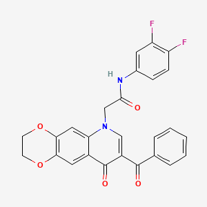 molecular formula C26H18F2N2O5 B2559671 2-(8-benzoyl-9-oxo-2,3-dihydro-[1,4]dioxino[2,3-g]quinolin-6-yl)-N-(3,4-difluorophenyl)acetamide CAS No. 866348-73-4