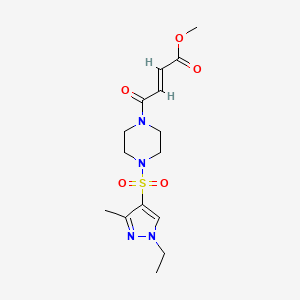 molecular formula C15H22N4O5S B2559676 Methyl (E)-4-[4-(1-ethyl-3-methylpyrazol-4-yl)sulfonylpiperazin-1-yl]-4-oxobut-2-enoate CAS No. 2411333-82-7