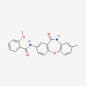 molecular formula C22H18N2O4 B2559684 2-methoxy-N-(8-methyl-11-oxo-10,11-dihydrodibenzo[b,f][1,4]oxazepin-2-yl)benzamide CAS No. 922031-02-5