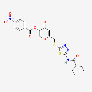 6-(((5-(2-ethylbutanamido)-1,3,4-thiadiazol-2-yl)thio)methyl)-4-oxo-4H-pyran-3-yl 4-nitrobenzoate