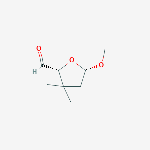 molecular formula C8H14O3 B025597 2-Furancarboxaldehyde, tetrahydro-5-methoxy-3,3-dimethyl-, cis-(9CI) CAS No. 110528-14-8