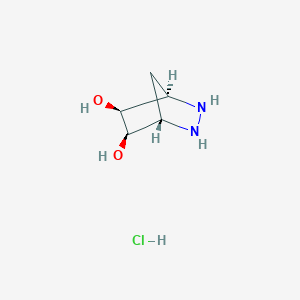 molecular formula C5H11ClN2O2 B2559715 (1S,4R,5S,6R)-2,3-Diazabicyclo[2.2.1]heptane-5,6-diol;hydrochloride CAS No. 2343963-90-4