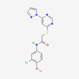 2-((6-(1H-pyrazol-1-yl)pyrimidin-4-yl)thio)-N-(3-chloro-4-methoxyphenyl)acetamide