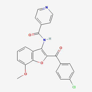 molecular formula C22H15ClN2O4 B2559718 N-(2-(4-chlorobenzoyl)-7-methoxybenzofuran-3-yl)isonicotinamide CAS No. 929429-20-9