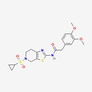 molecular formula C19H23N3O5S2 B2559720 N-(5-(cyclopropylsulfonyl)-4,5,6,7-tetrahydrothiazolo[5,4-c]pyridin-2-yl)-2-(3,4-dimethoxyphenyl)acetamide CAS No. 1795484-71-7