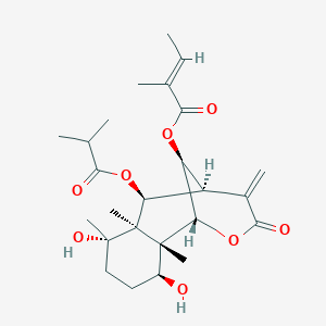 molecular formula C25H36O8 B2559727 [(1R,2S,3S,6S,7R,8S,9S,13S)-3,6-Dihydroxy-2,6,7-trimethyl-10-methylidene-8-(2-methylpropanoyloxy)-11-oxo-12-oxatricyclo[7.3.1.02,7]tridecan-13-yl] (E)-2-methylbut-2-enoate CAS No. 950766-69-5