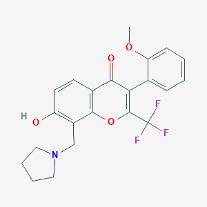 molecular formula C22H20F3NO4 B255974 7-hydroxy-3-(2-methoxyphenyl)-8-(1-pyrrolidinylmethyl)-2-(trifluoromethyl)-4H-chromen-4-one CAS No. 6143-22-2