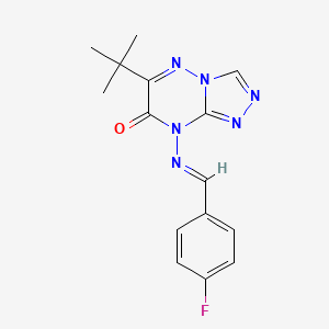 molecular formula C15H15FN6O B2559751 (E)-6-(tert-butyl)-8-((4-fluorobenzylidene)amino)-[1,2,4]triazolo[4,3-b][1,2,4]triazin-7(8H)-one CAS No. 328020-80-0
