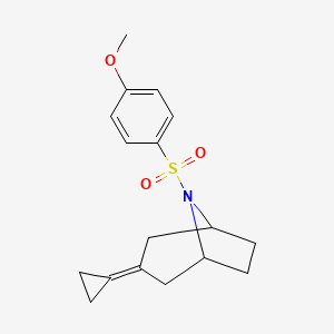 molecular formula C17H21NO3S B2559760 3-Cyclopropylidene-8-(4-methoxybenzenesulfonyl)-8-azabicyclo[3.2.1]octane CAS No. 2195954-59-5
