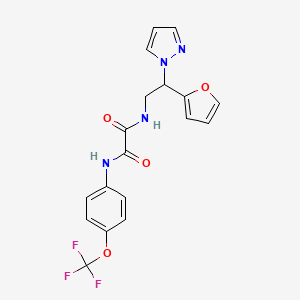 molecular formula C18H15F3N4O4 B2559765 N1-(2-(furan-2-yl)-2-(1H-pyrazol-1-yl)ethyl)-N2-(4-(trifluoromethoxy)phenyl)oxalamide CAS No. 2034255-60-0