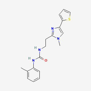 molecular formula C18H20N4OS B2559780 1-(2-(1-methyl-4-(thiophen-2-yl)-1H-imidazol-2-yl)ethyl)-3-(o-tolyl)urea CAS No. 1396637-96-9