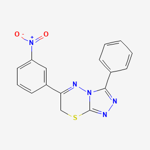 molecular formula C16H11N5O2S B2559784 6-(3-nitrophenyl)-3-phenyl-7H-[1,2,4]triazolo[3,4-b][1,3,4]thiadiazine CAS No. 68469-08-9