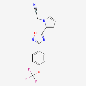 molecular formula C15H9F3N4O2 B2559797 2-(2-(3-(4-(三氟甲氧基)苯基)-1,2,4-恶二唑-5-基)-1H-吡咯-1-基)乙腈 CAS No. 1428359-97-0