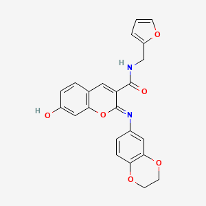 molecular formula C23H18N2O6 B2559801 (2Z)-2-(2,3-dihydro-1,4-benzodioxin-6-ylimino)-N-(furan-2-ylmethyl)-7-hydroxy-2H-chromene-3-carboxamide CAS No. 1327186-97-9