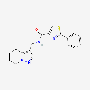 molecular formula C18H18N4OS B2559806 2-phenyl-N-((4,5,6,7-tetrahydropyrazolo[1,5-a]pyridin-3-yl)methyl)thiazole-4-carboxamide CAS No. 2034453-67-1