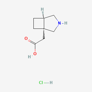 molecular formula C8H14ClNO2 B2559808 2-[(1R,5R)-3-氮杂双环[3.2.0]庚烷-1-基]乙酸;盐酸盐 CAS No. 2460739-49-3