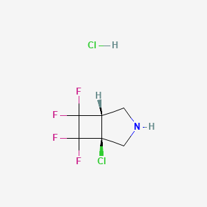 molecular formula C6H7Cl2F4N B2559810 (1S,5S)-1-Chloro-6,6,7,7-tetrafluoro-3-azabicyclo[3.2.0]heptane;hydrochloride CAS No. 2230799-62-7
