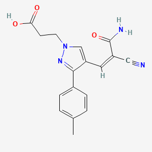 (Z)-3-(4-(3-amino-2-cyano-3-oxoprop-1-en-1-yl)-3-(p-tolyl)-1H-pyrazol-1-yl)propanoic acid