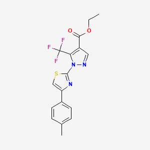molecular formula C17H14F3N3O2S B2559822 ethyl 1-[4-(4-methylphenyl)-1,3-thiazol-2-yl]-5-(trifluoromethyl)-1H-pyrazole-4-carboxylate CAS No. 159885-65-1