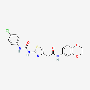 2-(2-(3-(4-chlorophenyl)ureido)thiazol-4-yl)-N-(2,3-dihydrobenzo[b][1,4]dioxin-6-yl)acetamide