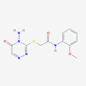 molecular formula C12H13N5O3S B2559825 2-[(4-amino-5-oxo-1,2,4-triazin-3-yl)sulfanyl]-N-(2-methoxyphenyl)acetamide CAS No. 869068-29-1
