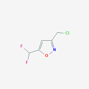molecular formula C5H4ClF2NO B2559829 3-(氯甲基)-5-(二氟甲基)-1,2-噁唑 CAS No. 2166880-54-0
