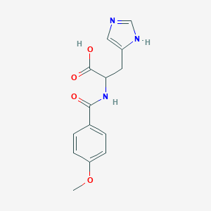 molecular formula C14H15N3O4 B255983 3-(1H-imidazol-5-yl)-2-(4-methoxybenzamido)propanoic acid 