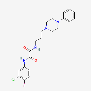 molecular formula C21H24ClFN4O2 B2559831 N1-(3-chloro-4-fluorophenyl)-N2-(3-(4-phenylpiperazin-1-yl)propyl)oxalamide CAS No. 1049519-71-2