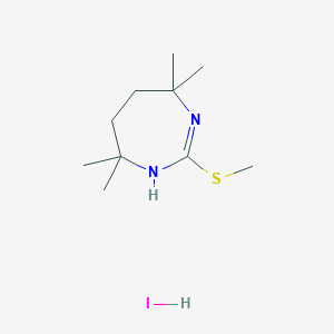 molecular formula C10H21IN2S B2559833 4,4,7,7-tetramethyl-2-(methylthio)-4,5,6,7-tetrahydro-1H-1,3-diazepine hydroiodide CAS No. 99347-30-5