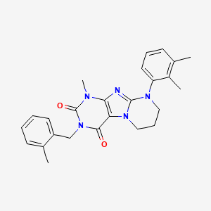 molecular formula C25H27N5O2 B2559835 9-(2,3-dimethylphenyl)-1-methyl-3-(2-methylbenzyl)-6,7,8,9-tetrahydropyrimido[2,1-f]purine-2,4(1H,3H)-dione CAS No. 922453-38-1