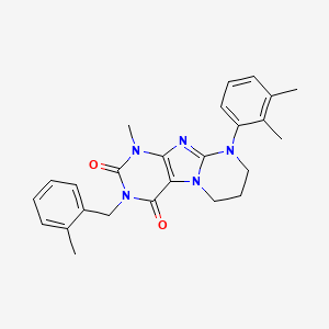 molecular formula C25H27N5O2 B2559835 9-(2,3-Dimethylphenyl)-1-methyl-3-(2-methylbenzyl)-6,7,8,9-tetrahydropyrimido[2,1-f]purin-2,4(1H,3H)-dion CAS No. 922453-38-1