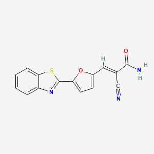 molecular formula C15H9N3O2S B2559856 (E)-3-(5-Benzothiazol-2-yl-furan-2-yl)-2-cyano-acrylamide CAS No. 843668-35-9