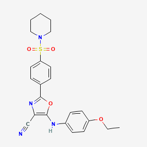 molecular formula C23H24N4O4S B2559861 5-((4-乙氧苯基)氨基)-2-(4-(哌啶-1-磺酰基)苯基)恶唑-4-腈 CAS No. 941267-25-0