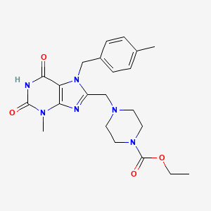 ethyl 4-({3-methyl-7-[(4-methylphenyl)methyl]-2,6-dioxo-2,3,6,7-tetrahydro-1H-purin-8-yl}methyl)piperazine-1-carboxylate