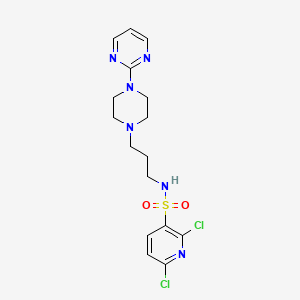 molecular formula C16H20Cl2N6O2S B2559866 2,6-dichloro-N-{3-[4-(pyrimidin-2-yl)piperazin-1-yl]propyl}pyridine-3-sulfonamide CAS No. 1241019-80-6