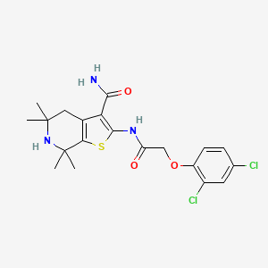 molecular formula C20H23Cl2N3O3S B2559872 2-[[2-(2,4-Dichlorophenoxy)acetyl]amino]-5,5,7,7-tetramethyl-4,6-dihydrothieno[2,3-c]pyridine-3-carboxamide CAS No. 887899-97-0