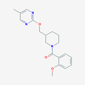 molecular formula C19H23N3O3 B2559878 (2-Methoxyphenyl)-[3-[(5-methylpyrimidin-2-yl)oxymethyl]piperidin-1-yl]methanone CAS No. 2379972-40-2