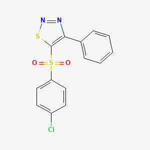 molecular formula C14H9ClN2O2S2 B2559879 4-Chlorophenyl 4-phenyl-1,2,3-thiadiazol-5-yl sulfone CAS No. 206132-50-5