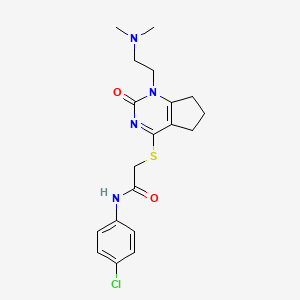 molecular formula C19H23ClN4O2S B2559882 N-(4-chlorophenyl)-2-((1-(2-(dimethylamino)ethyl)-2-oxo-2,5,6,7-tetrahydro-1H-cyclopenta[d]pyrimidin-4-yl)thio)acetamide CAS No. 932961-42-7
