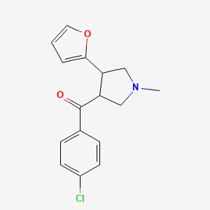 molecular formula C16H16ClNO2 B2559884 (4-chlorophenyl)[4-(2-furyl)-1-methyltetrahydro-1H-pyrrol-3-yl]methanone CAS No. 478043-76-4