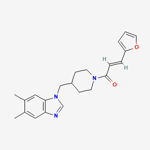 (E)-1-(4-((5,6-dimethyl-1H-benzo[d]imidazol-1-yl)methyl)piperidin-1-yl)-3-(furan-2-yl)prop-2-en-1-one