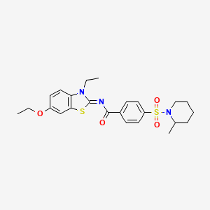 molecular formula C24H29N3O4S2 B2559892 (Z)-N-(6-乙氧基-3-乙基苯并[d]噻唑-2(3H)-亚甲基)-4-((2-甲基哌啶-1-基)磺酰基)苯甲酰胺 CAS No. 850909-94-3